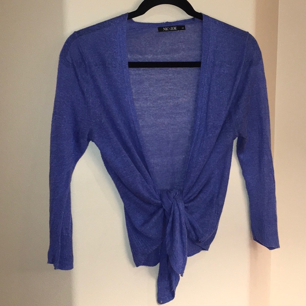 Sheer Periwinkle NIC+ZOE Surplice Blouse Small